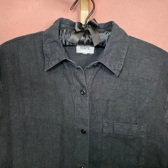 Mate the Label Organic Linen Oversized Button Down Black M - Picture 3 of 11